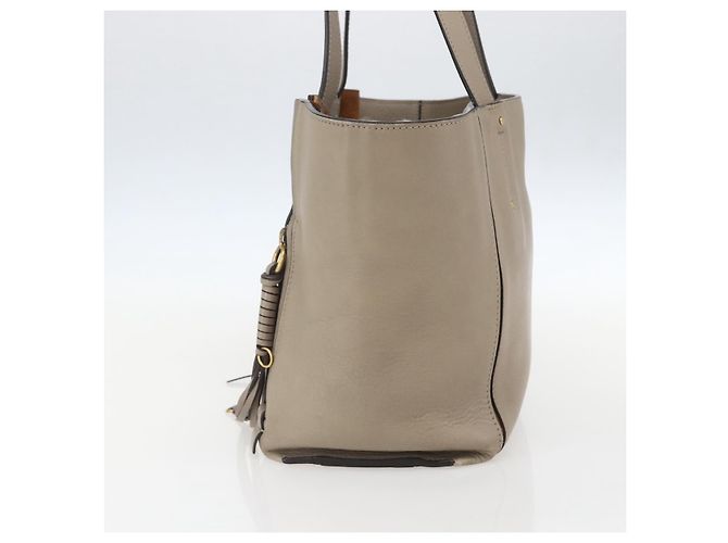 Chloé Chloe Milo Einkaufstasche aus Leder mittel Beige - Ansicht 4