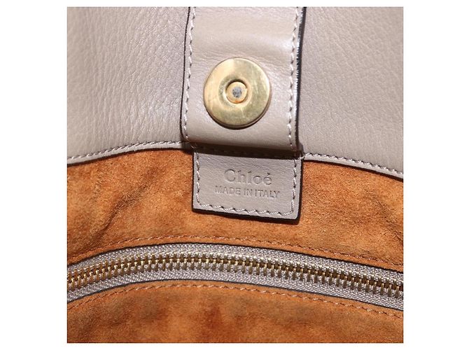 Chloé Chloe Milo Einkaufstasche aus Leder mittel Beige - Ansicht 6