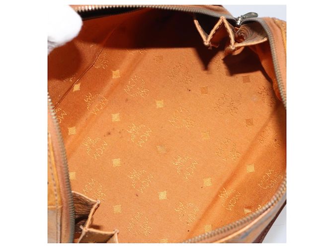 MCM Vicetos Logogram Borsa a Mano PVC Pelle Marrone Oro Auth gh1458 D'oro - vista 11