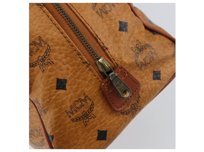 MCM Vicetos Logogram Borsa a Mano PVC Pelle Marrone Oro Auth gh1458 D'oro - vista 17