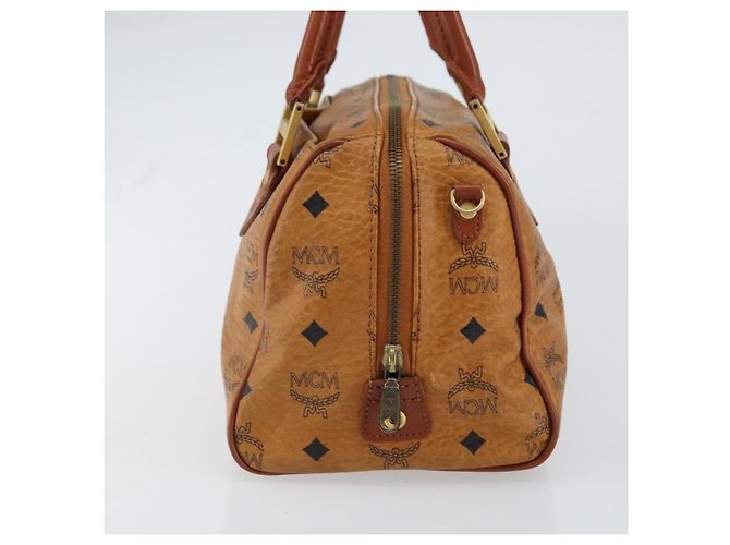 MCM Vicetos Logogram Borsa a Mano PVC Pelle Marrone Oro Auth gh1458 D'oro - vista 3