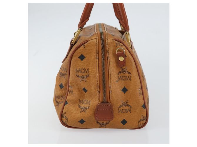 MCM Vicetos Logogram Borsa a Mano PVC Pelle Marrone Oro Auth gh1458 D'oro - vista 4