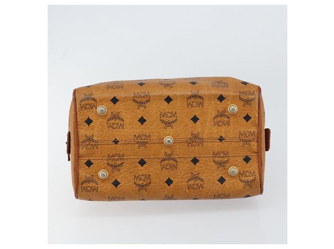 MCM Vicetos Logogram Borsa a Mano PVC Pelle Marrone Oro Auth gh1458 D'oro - vista 5