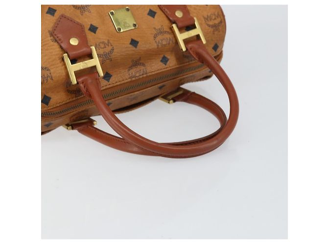 MCM Vicetos Logogram Borsa a Mano PVC Pelle Marrone Oro Auth gh1458 D'oro - vista 7