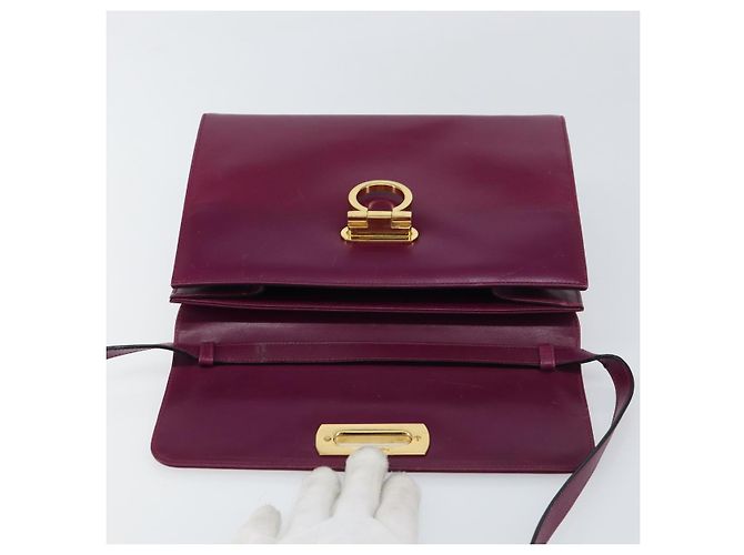Borsa a Spalla Gancini in Pelle Viola e Oro Auth 159368 di Salvatore Ferragamo D'oro Porpora - vista 10