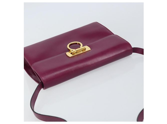 Borsa a Spalla Gancini in Pelle Viola e Oro Auth 159368 di Salvatore Ferragamo D'oro Porpora - vista 6
