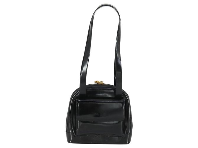GUCCI Shoulder Bag Enamel Black Gold 001 1075 1650 0 Auth 156856 Golden - vista 13