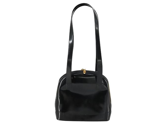 GUCCI Shoulder Bag Enamel Black Gold 001 1075 1650 0 Auth 156856 Golden - vista 2