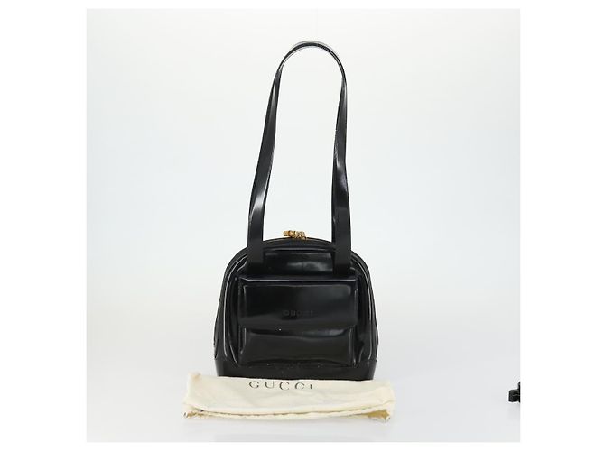 GUCCI Shoulder Bag Enamel Black Gold 001 1075 1650 0 Auth 156856 Golden - vista 24