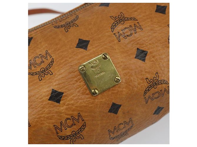 Borsa a Spalla MCM Logogram Vicetos PVC Marrone Oro Auth BA9360 D'oro - vista 12