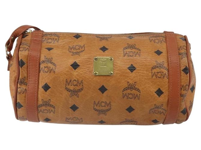 Borsa a Spalla MCM Logogram Vicetos PVC Marrone Oro Auth BA9360 D'oro - vista 13
