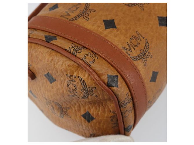 Borsa a Spalla MCM Logogram Vicetos PVC Marrone Oro Auth BA9360 D'oro - vista 16
