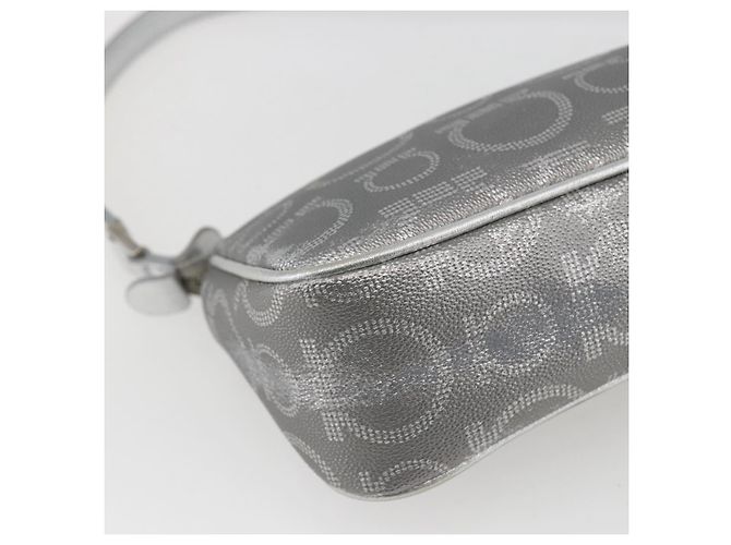 Pochette a mano Gancini in PVC argento Auth Salvatore Ferragamo ka1272 - vista 16