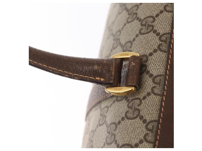 Borsa Gucci GG Supreme Web Sherry Line PVC Beige Oro 40 02 006 Auth BA9363 D'oro - vista 10