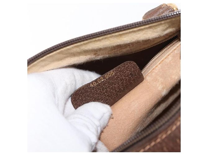 Borsa Gucci GG Supreme Web Sherry Line PVC Beige Oro 40 02 006 Auth BA9363 D'oro - vista 12