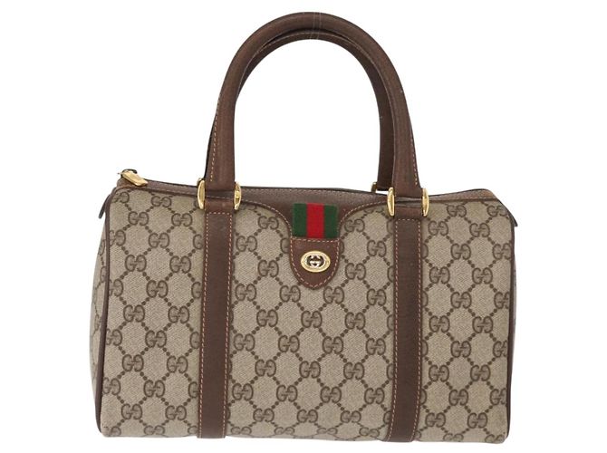 Borsa Gucci GG Supreme Web Sherry Line PVC Beige Oro 40 02 006 Auth BA9363 D'oro - vista 13
