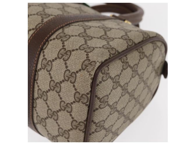 Borsa Gucci GG Supreme Web Sherry Line PVC Beige Oro 40 02 006 Auth BA9363 D'oro - vista 14