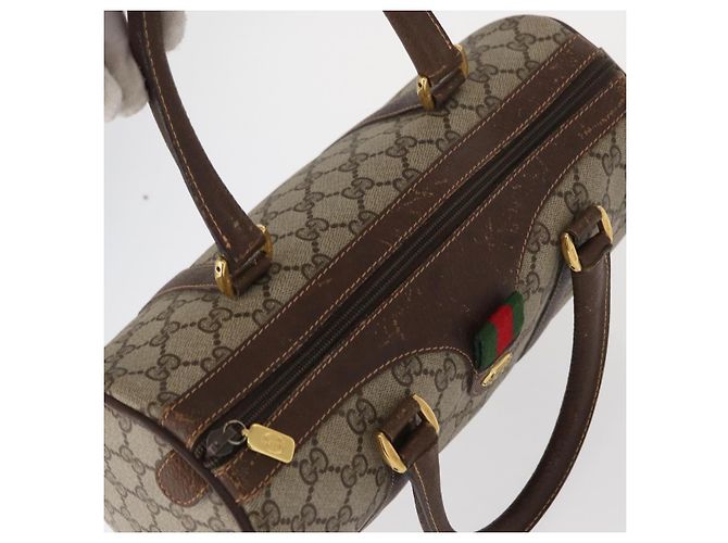 Borsa Gucci GG Supreme Web Sherry Line PVC Beige Oro 40 02 006 Auth BA9363 D'oro - vista 6
