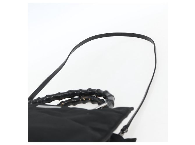 Borsa a mano in nylon Gucci Bamboo 2 vie nera argento 002 1016 Auth ep12535 Nero - vista 14
