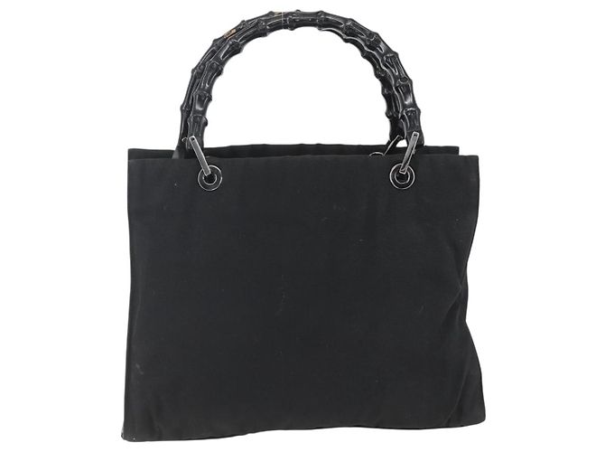 Borsa a mano in nylon Gucci Bamboo 2 vie nera argento 002 1016 Auth ep12535 Nero - vista 2