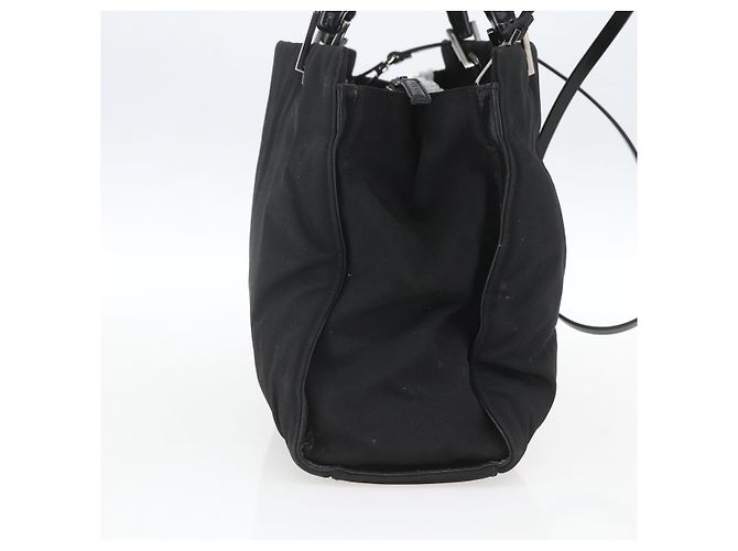 Borsa a mano in nylon Gucci Bamboo 2 vie nera argento 002 1016 Auth ep12535 Nero - vista 3