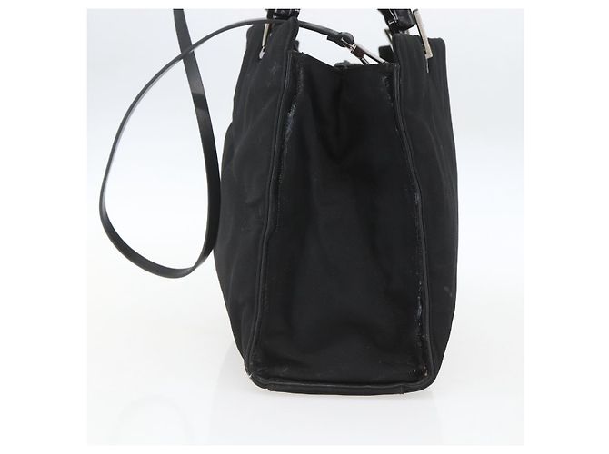 Borsa a mano in nylon Gucci Bamboo 2 vie nera argento 002 1016 Auth ep12535 Nero - vista 4