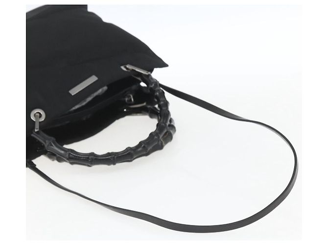 Borsa a mano in nylon Gucci Bamboo 2 vie nera argento 002 1016 Auth ep12535 Nero - vista 9