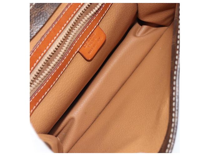 Céline Borsa a mano in tela Macadam CELINE in pelle PVC 2 in 1 marrone oro Auth BA9343 D'oro - vista 11