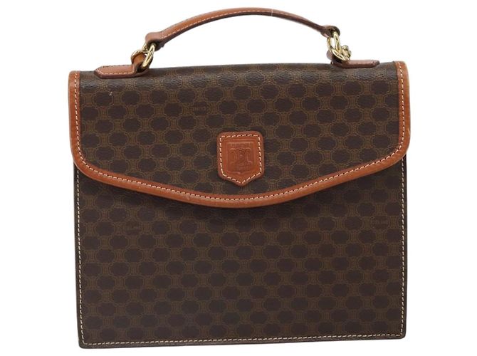 Céline Borsa a mano in tela Macadam CELINE in pelle PVC 2 in 1 marrone oro Auth BA9343 D'oro - vista 13