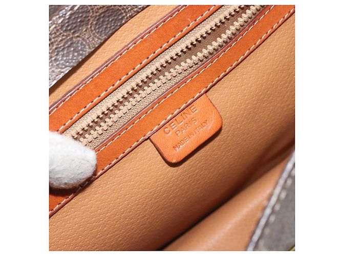 Céline Borsa a mano in tela Macadam CELINE in pelle PVC 2 in 1 marrone oro Auth BA9343 D'oro - vista 20