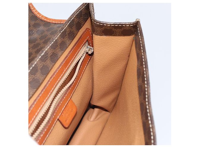 Céline Borsa a mano in tela Macadam CELINE in pelle PVC 2 in 1 marrone oro Auth BA9343 D'oro - vista 21
