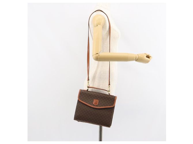 Céline Borsa a mano in tela Macadam CELINE in pelle PVC 2 in 1 marrone oro Auth BA9343 D'oro - vista 24