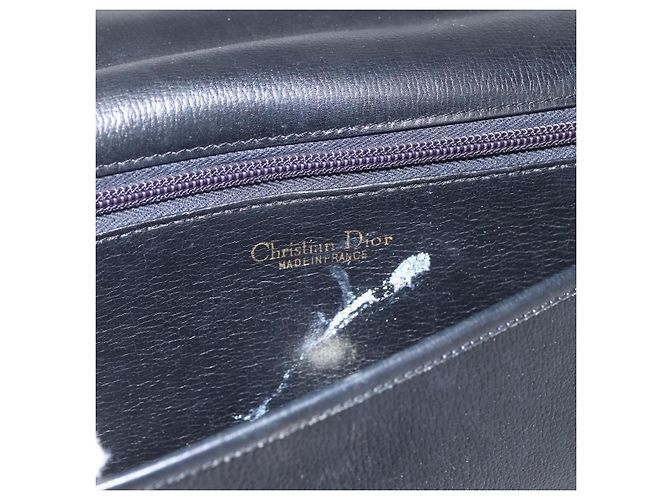 Borsa a Spalla Christian Dior Pelle Nera Oro Auth 160300 Nero D'oro - vista 10