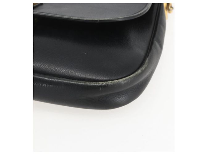 Borsa a Spalla Christian Dior Pelle Nera Oro Auth 160300 Nero D'oro - vista 14
