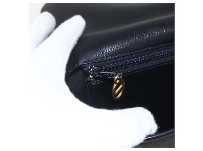 Borsa a Spalla Christian Dior Pelle Nera Oro Auth 160300 Nero D'oro - vista 18