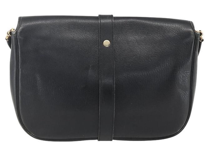 Borsa a Spalla Christian Dior Pelle Nera Oro Auth 160300 Nero D'oro - vista 2