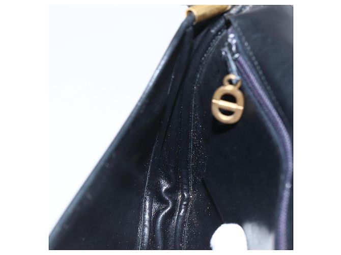 Borsa a Spalla Christian Dior Pelle Nera Oro Auth 160300 Nero D'oro - vista 20