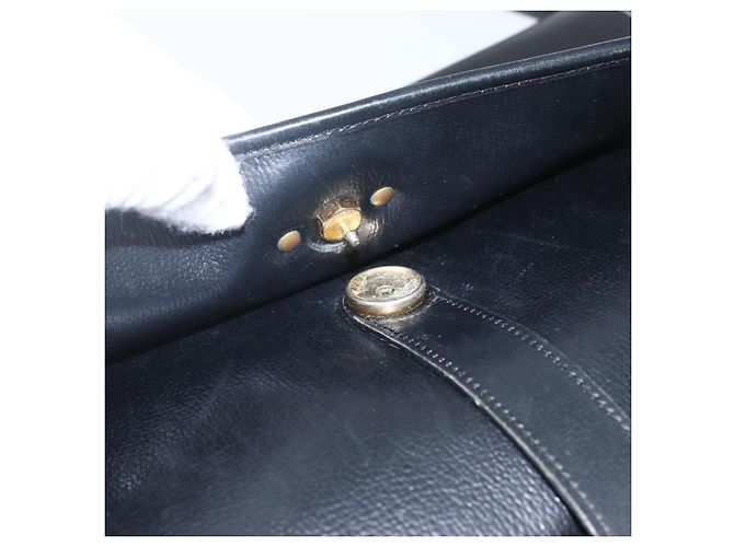 Borsa a Spalla Christian Dior Pelle Nera Oro Auth 160300 Nero D'oro - vista 9