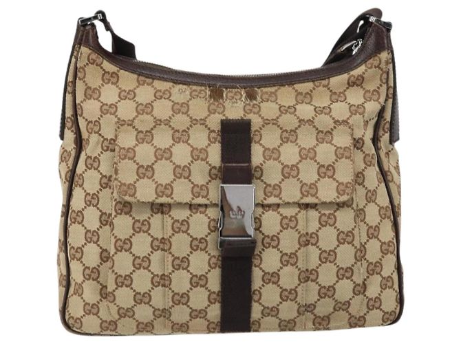 Borsa a Spalla GG Canvas Gucci Beige Argento 131211 Auth gh1532 - vista 13