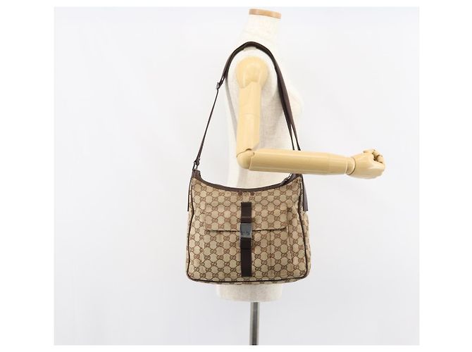 Borsa a Spalla GG Canvas Gucci Beige Argento 131211 Auth gh1532 - vista 26