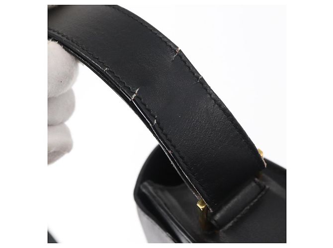 Borsa a Spalla in Pelle Nera e Oro GUCCI 001 1274 1912 Auth ti3593 Nero D'oro - vista 10