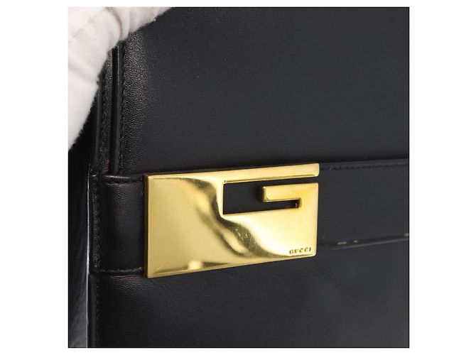Borsa a Spalla in Pelle Nera e Oro GUCCI 001 1274 1912 Auth ti3593 Nero D'oro - vista 17