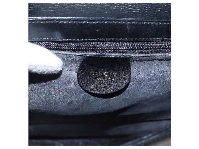Borsa a Spalla in Pelle Nera e Oro GUCCI 001 1274 1912 Auth ti3593 Nero D'oro - vista 19