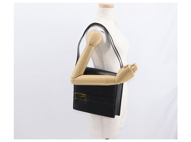 Borsa a Spalla in Pelle Nera e Oro GUCCI 001 1274 1912 Auth ti3593 Nero D'oro - vista 24