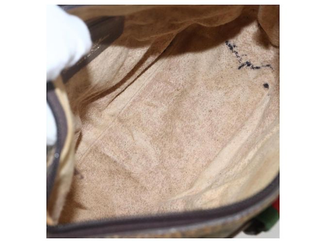 Gucci Borsa GG Supreme Web Sherry Line PVC Beige Oro 89 02 032 Auth 160476 D'oro - vista 10
