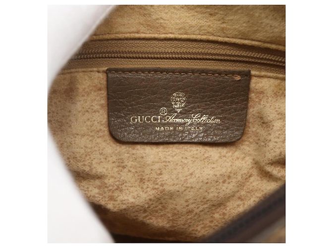 Gucci Borsa GG Supreme Web Sherry Line PVC Beige Oro 89 02 032 Auth 160476 D'oro - vista 12