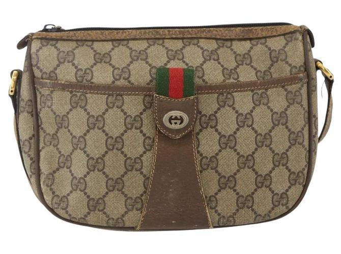 Gucci Borsa GG Supreme Web Sherry Line PVC Beige Oro 89 02 032 Auth 160476 D'oro - vista 13