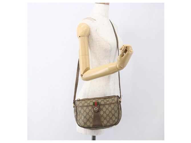 Gucci Borsa GG Supreme Web Sherry Line PVC Beige Oro 89 02 032 Auth 160476 D'oro - vista 23