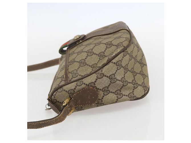 Gucci Borsa GG Supreme Web Sherry Line PVC Beige Oro 89 02 032 Auth 160476 D'oro - vista 3