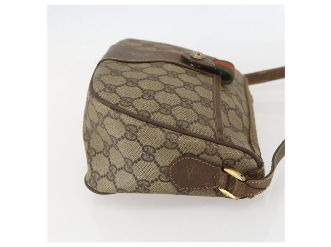 Gucci Borsa GG Supreme Web Sherry Line PVC Beige Oro 89 02 032 Auth 160476 D'oro - vista 4